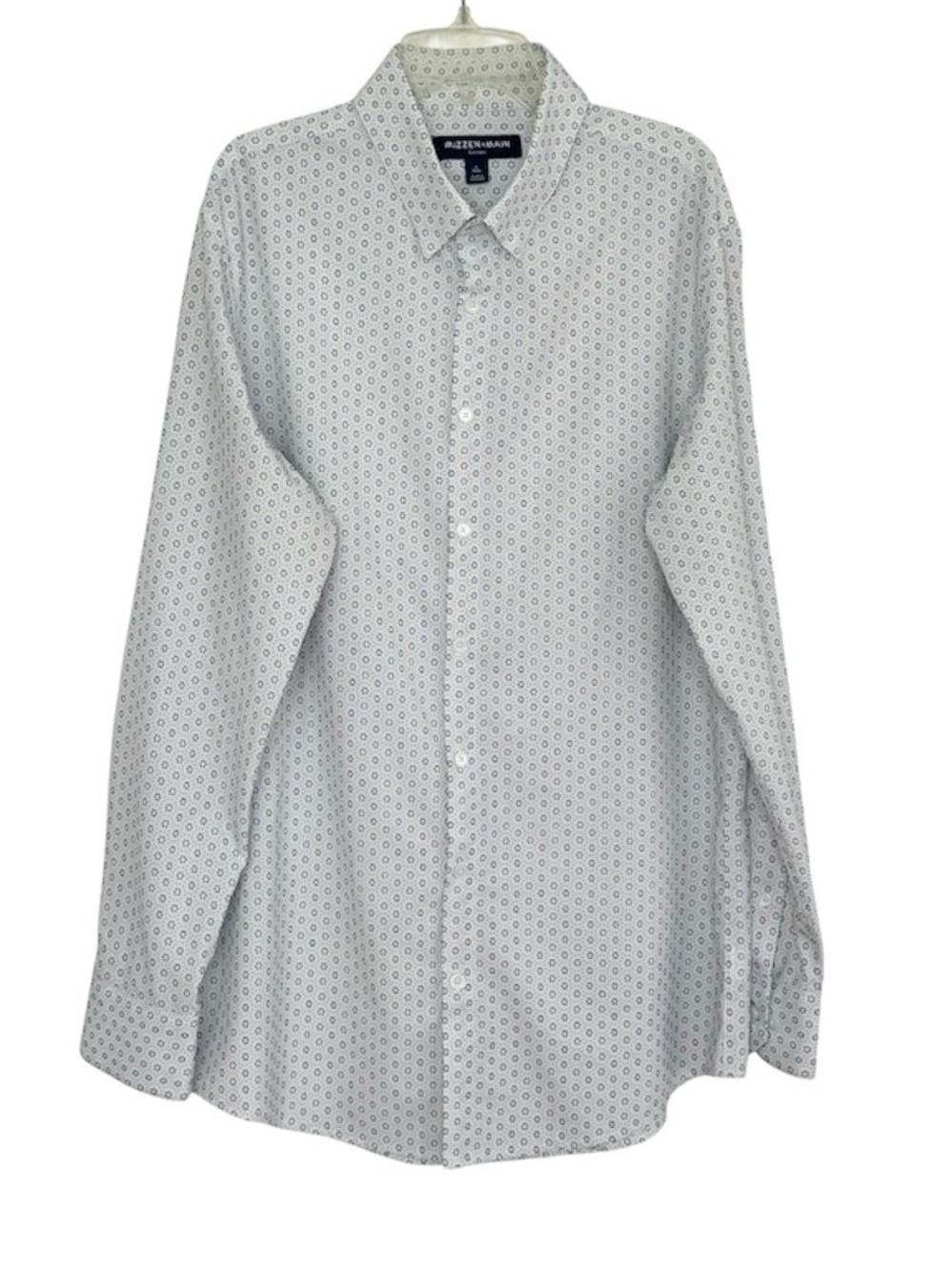 Mizzen+Main Leeward Dress Shirt Allover Print Wrinkle-Resistant Size L